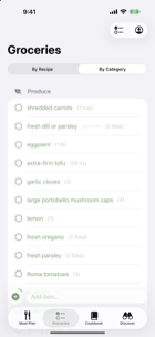 Groceries sorted by aisle